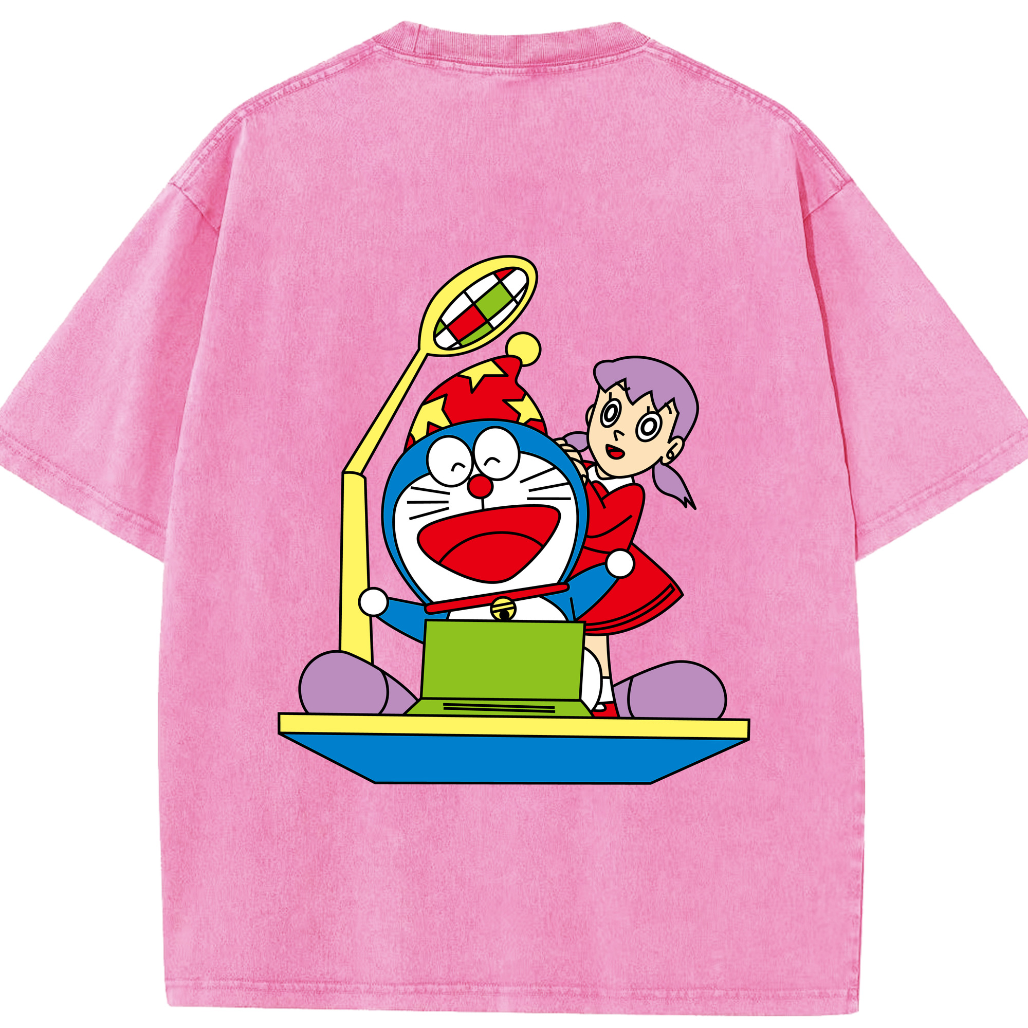 （画像用） ドラえもん みなもと しずか Doraemon Shizuka Minamoto 綿100% ヴィンテージ風 半袖Tシャツ（背面プリント）